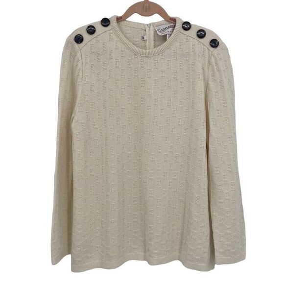 Castleberry Vintage Zip Back Pullover Sweater Cream Size 16 - Picture 1 of 10